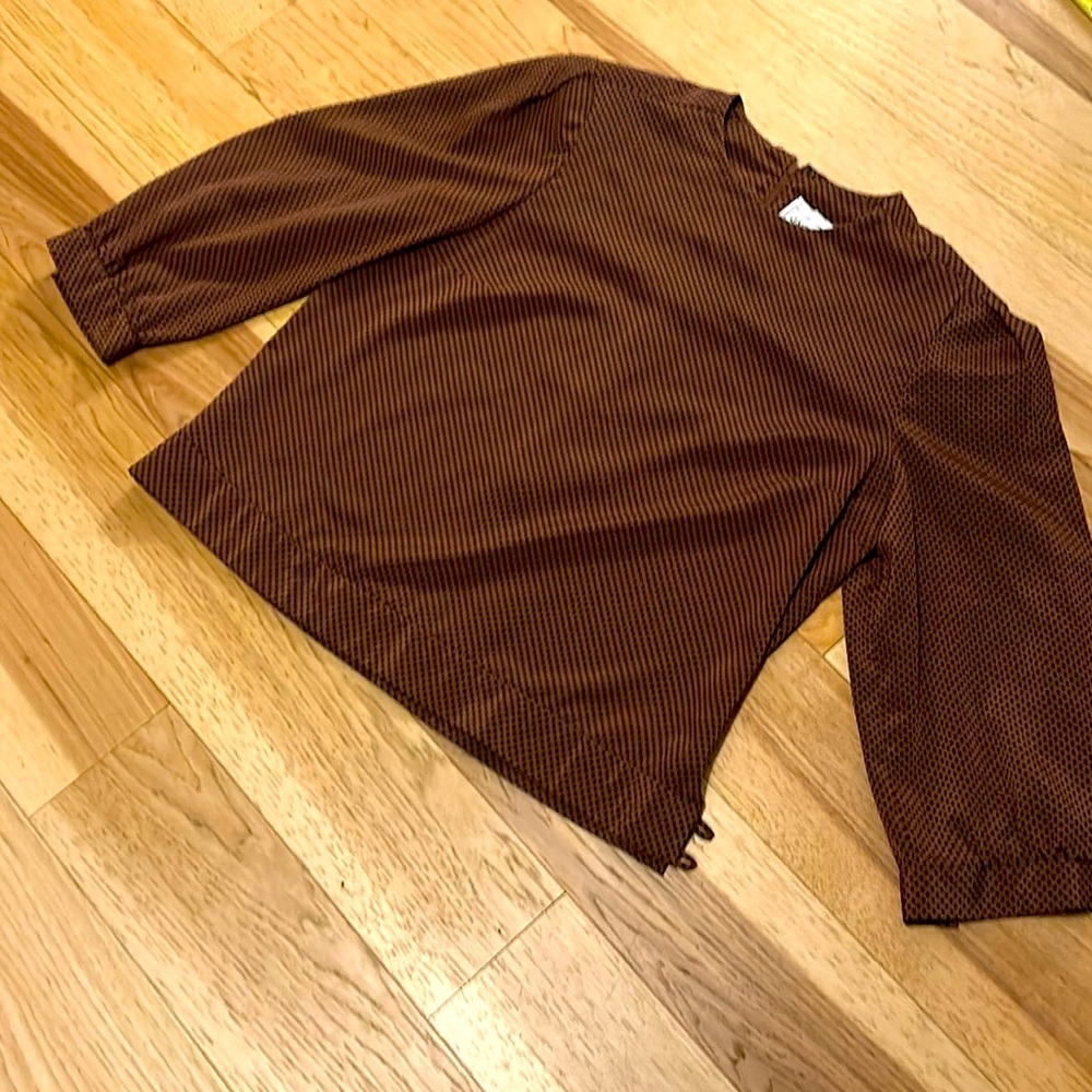 Vintage Jackie Taub Chocolate Geometric Blouse | 90s Minimalist Chic